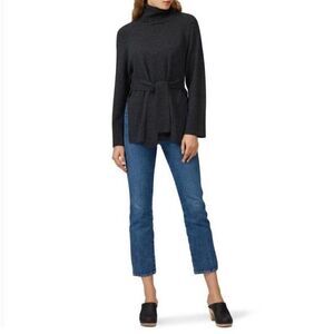 Charli Kind Merino Wool‎ Dark Gray Turtleneck Tie Sweater